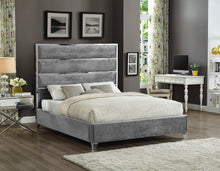 Load image into Gallery viewer, Zuma Grey Velvet Queen Bed