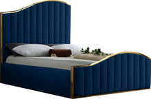 Load image into Gallery viewer, Jolie Navy Velvet Queen Bed (3 Boxes)
