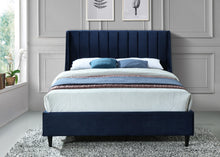 Load image into Gallery viewer, Eva Navy Velvet Queen Bed