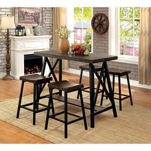 Load image into Gallery viewer, Lainey Weathered Medium Oak/Black Counter Ht. Table