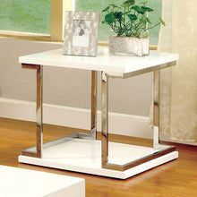 Load image into Gallery viewer, MEDA White/Chrome End Table, White